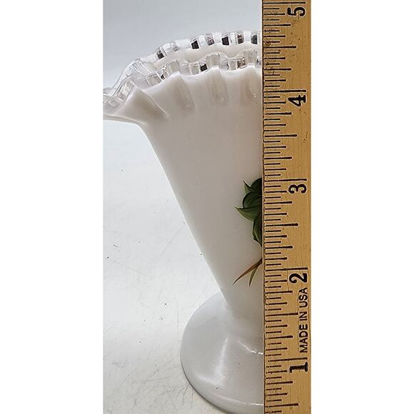 Vintage Fenton 36 Silvercrest Fan Vase Hand Decorated - Picture 5 of 7